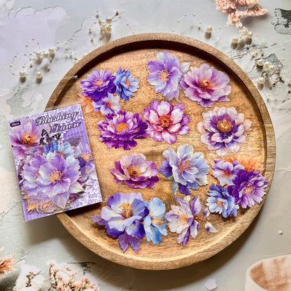 20 Pcs Multi Size Golden Flower Language Series Floral Stickers