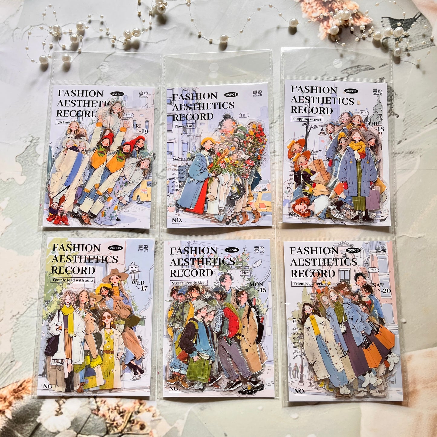 20 Pcs Fashion Aesthetics Series Character Stickers for Journaling
