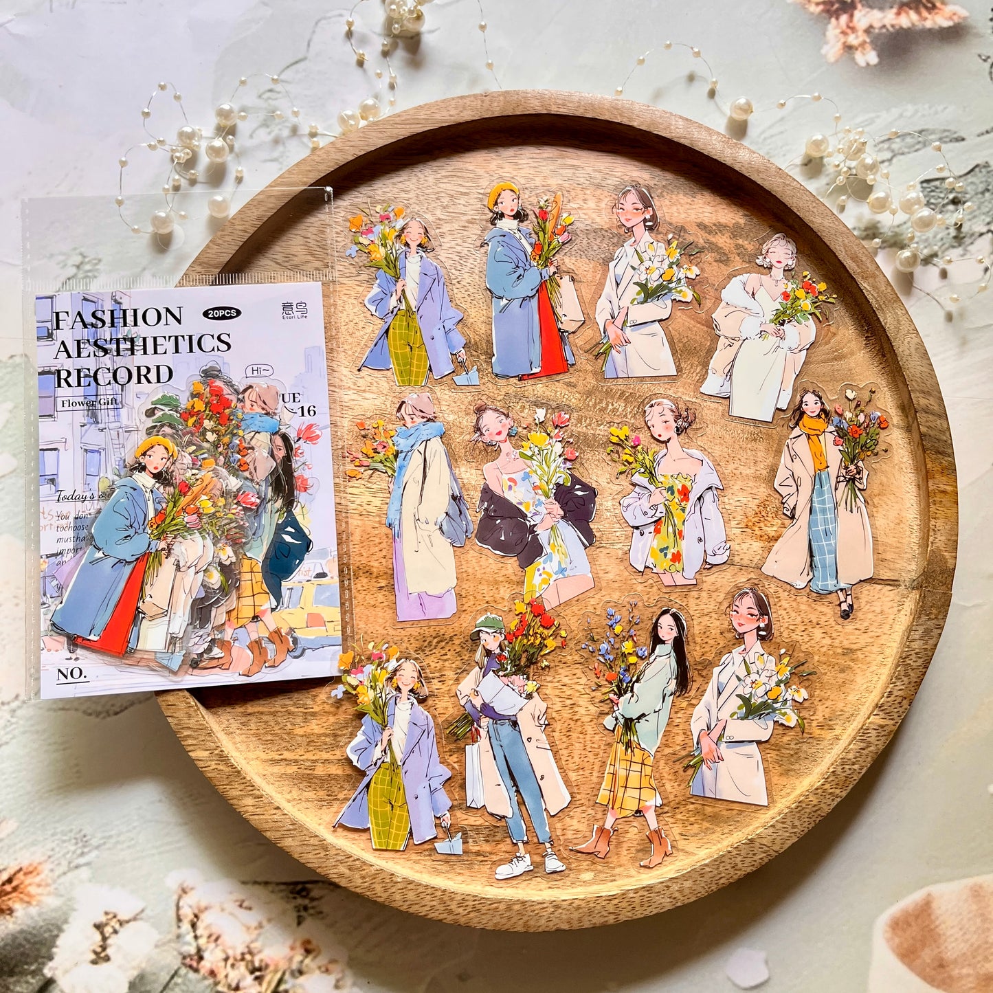 20 Pcs Fashion Aesthetics Series Character Stickers for Journaling