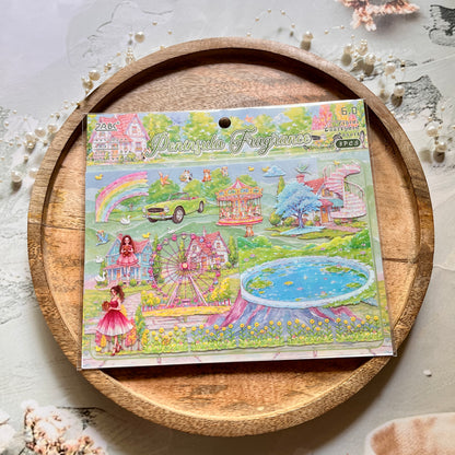 3 Sheets/pack Floral Garden Travel Miniature Scene 3D Stickers for Scrapbooking