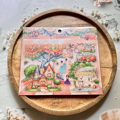 3 Sheets/pack Floral Garden Travel Miniature Scene 3D Stickers for Scrapbooking