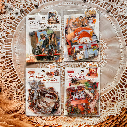 30 Pcs Her Coffee Memory Series Vintage Character Coffee Stickers