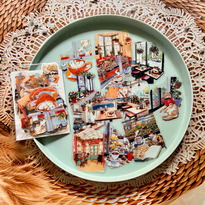 30 Pcs Her Coffee Memory Series Vintage Character Coffee Stickers