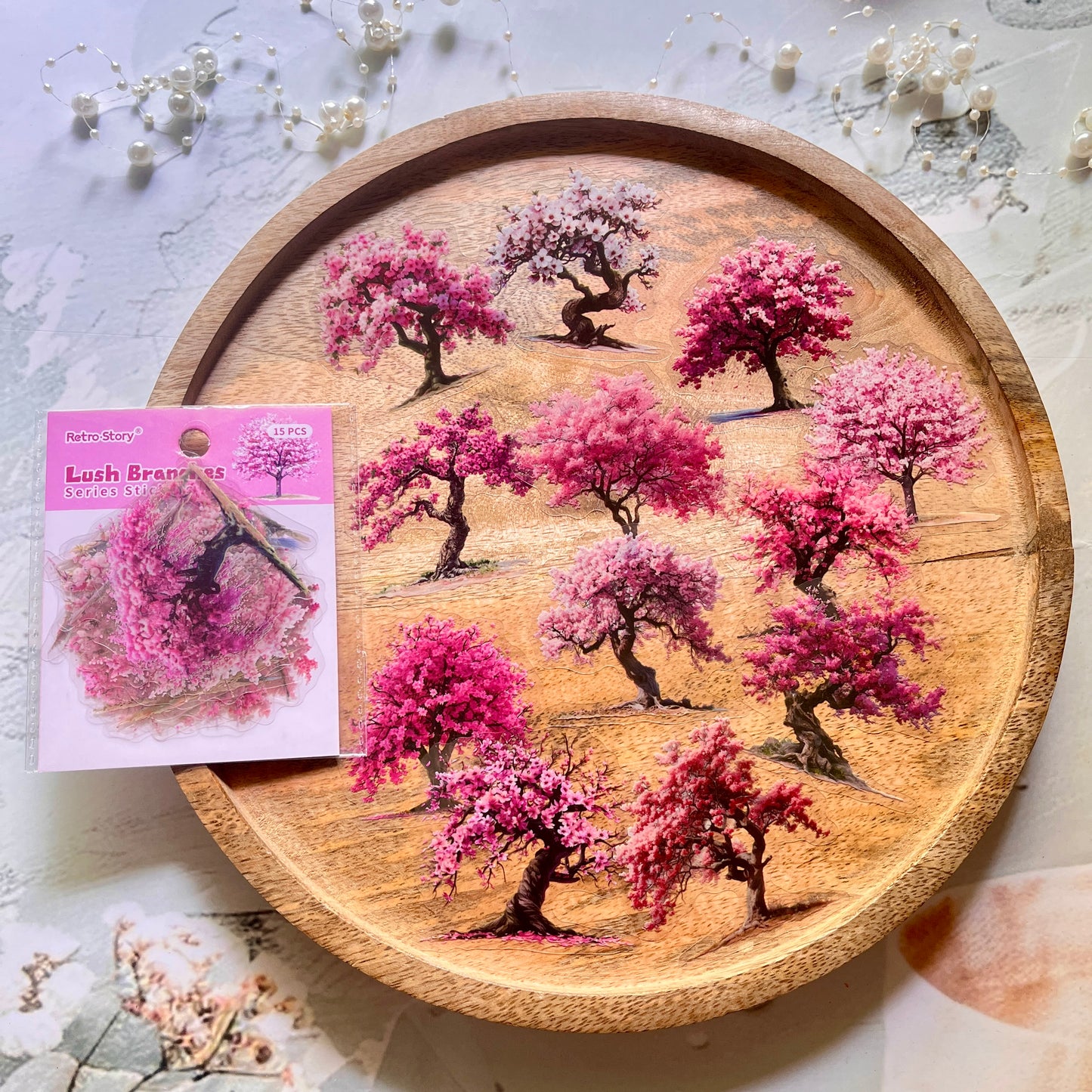 15 Pcs Branching Series Creative Tree Pattern Stickers for Journaling