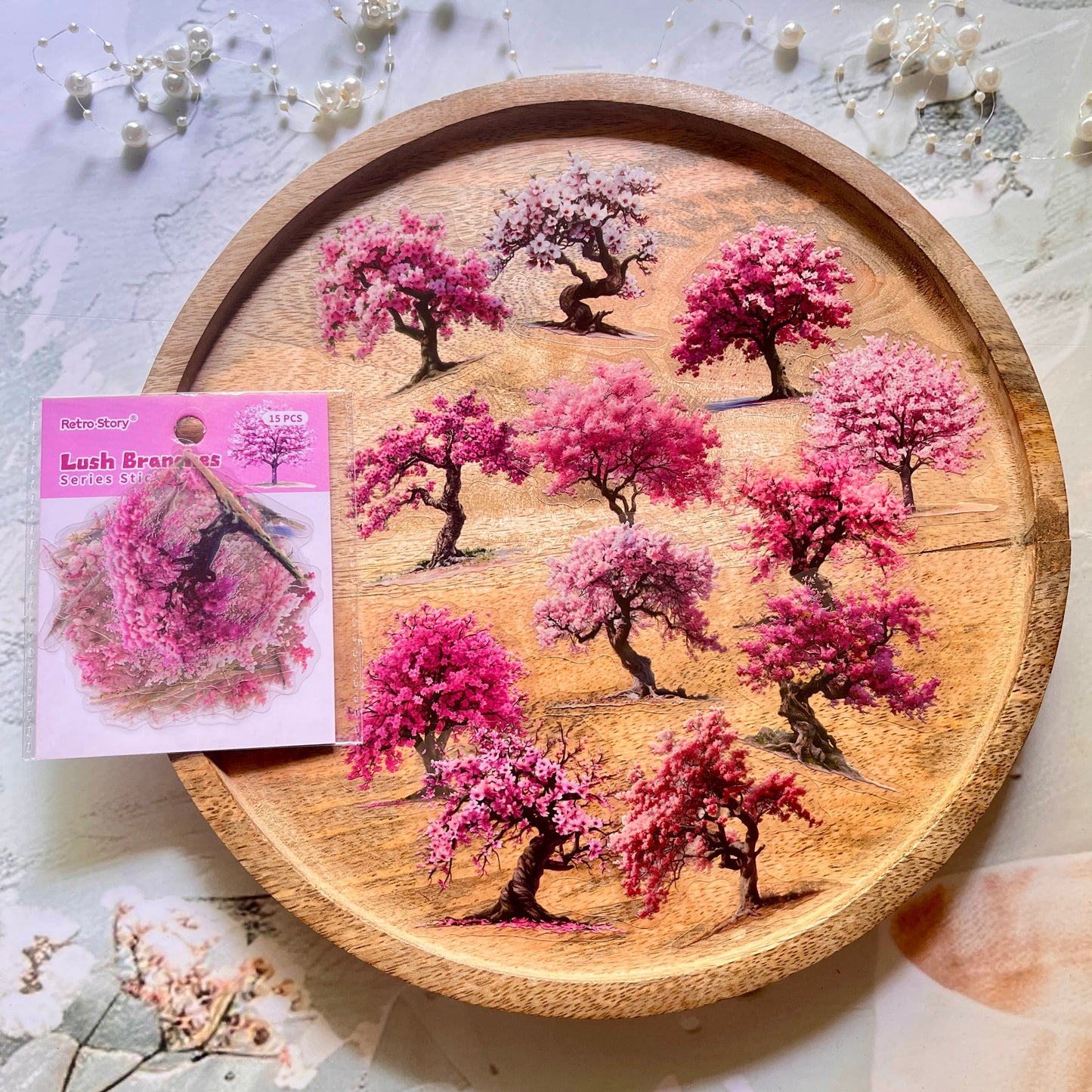 15 Pcs Branching Series Creative Tree Pattern Stickers for Journaling