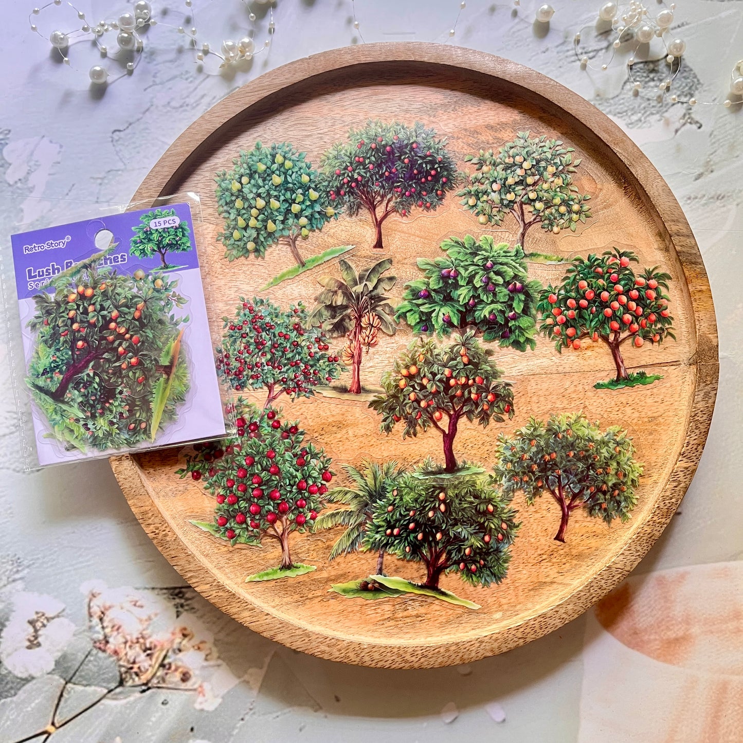 15 Pcs Branching Series Creative Tree Pattern Stickers for Journaling