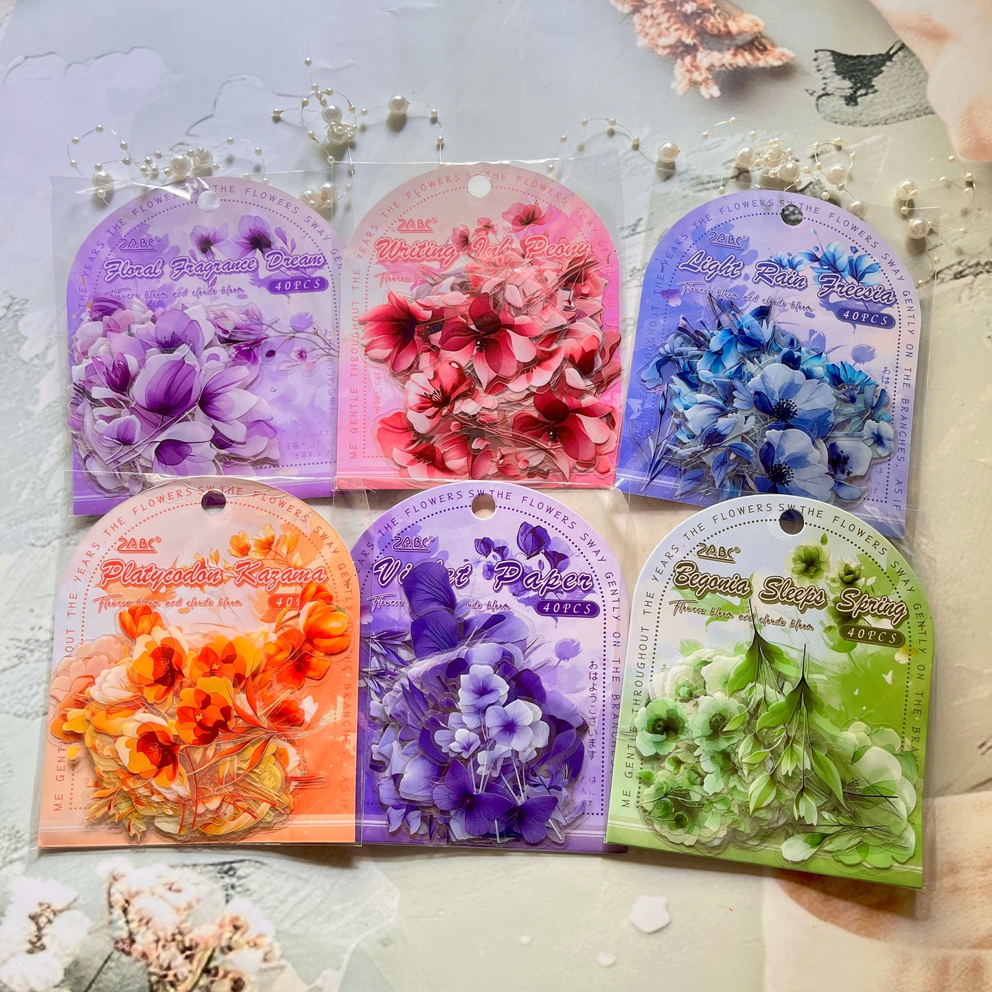 40 Pcs Blooming Clouds Pretty flowers and leaves stickers