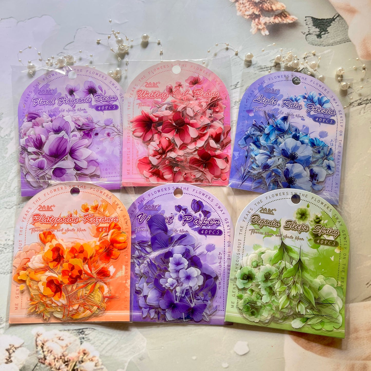 40 Pcs Blooming Clouds Pretty flowers and leaves stickers