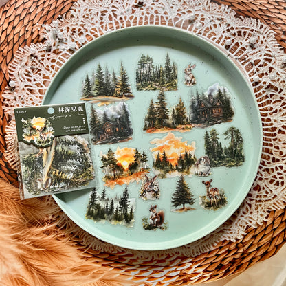15 Pcs Nature Journey Series Vintage Forest Pet Sticker Pack