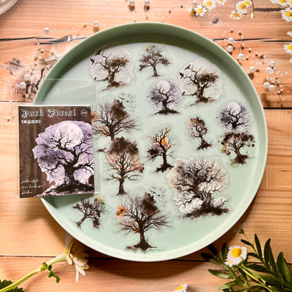 20 Pcs Dark Forest Series Vintage Gothic Tree Landscaping Pet Stickers