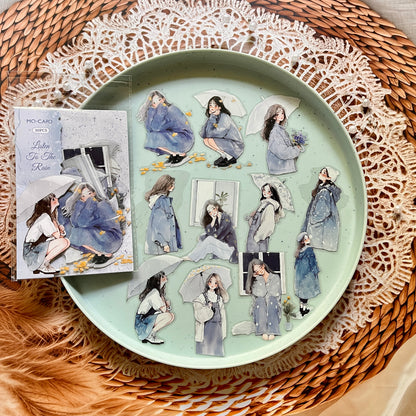 30 Pcs Rain Overture Series Vintage Umbrella Character stickers