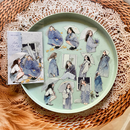 30 Pcs Rain Overture Series Vintage Umbrella Character stickers