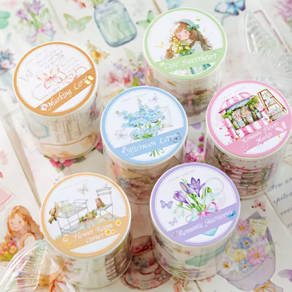 50mm*2m Heartbeat Flower Shop Series Literature Creative Decorative Washi Tape for crafting and journaling