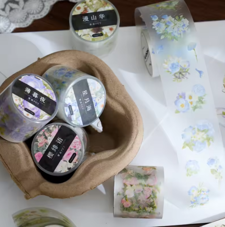 2M/Roll Taste of Spring Series INS Flower Handbook Decorative PET Tape