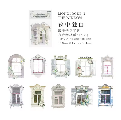 10pcs Flower windowsill series Retro hollow flower window handbook DIY material stickers