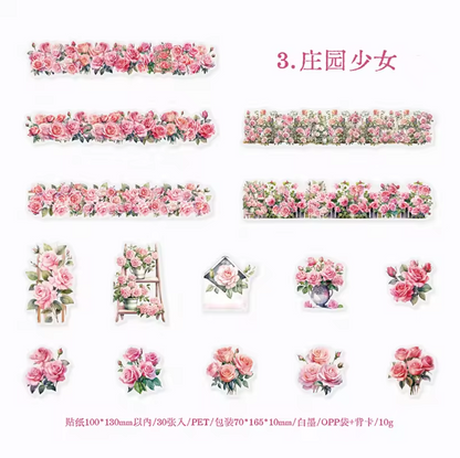 30 sheets/pack Alice Manor series flower collage PET sticker Pack