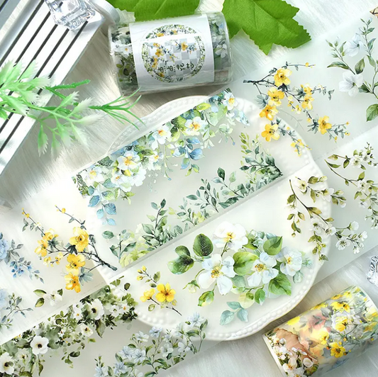 65mm*2M Flower Core Pretty Floral Matte Pet Tape for Journaling