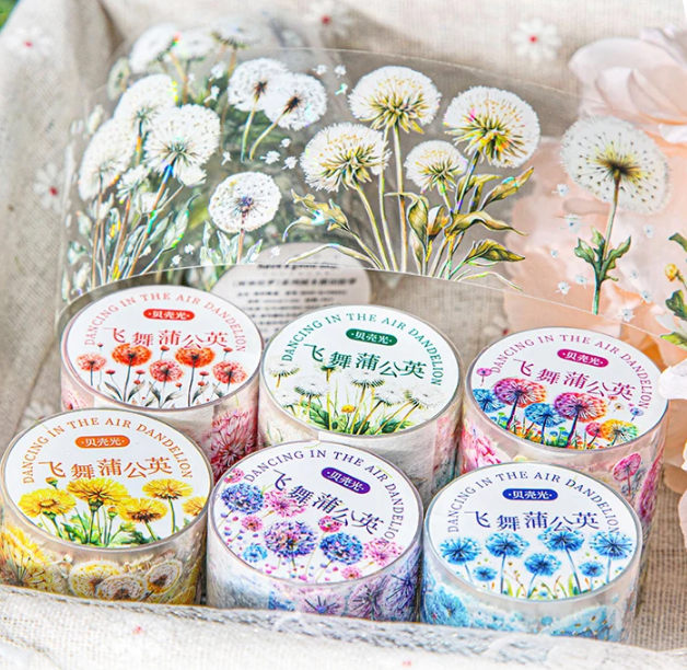 50mm*200cm Dancing Dandelions Series Vintage Plant Flower Landscaping Pet Tape