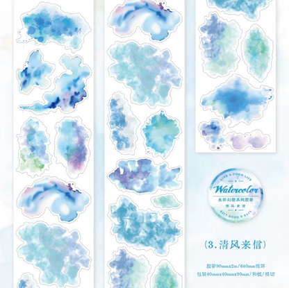 2M/Roll Watercolor Fantasy Series Watercolor Underpainting Washi Tape