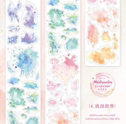 2M/Roll Watercolor Fantasy Series Watercolor Underpainting Washi Tape