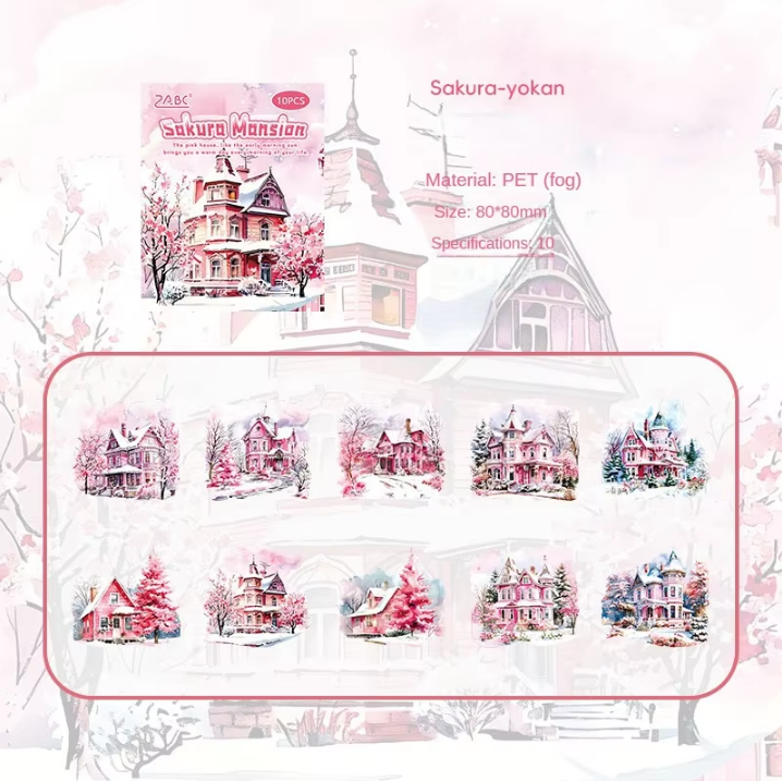 10 Pcs Colorful Dream Garden Retro Castle Stickers Pack