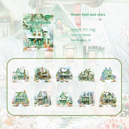 10 Pcs Colorful Dream Garden Retro Castle Stickers Pack