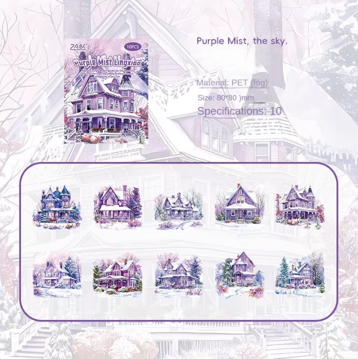 10 Pcs Colorful Dream Garden Retro Castle Stickers Pack