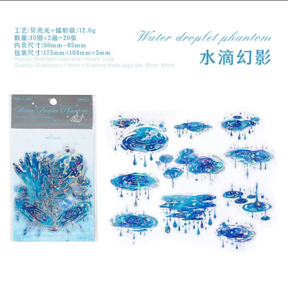 20 pcs Ice Crystal PET Stereoscopic Laser Silver Sticker Pack