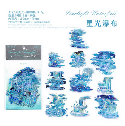 20 pcs Ice Crystal PET Stereoscopic Laser Silver Sticker Pack