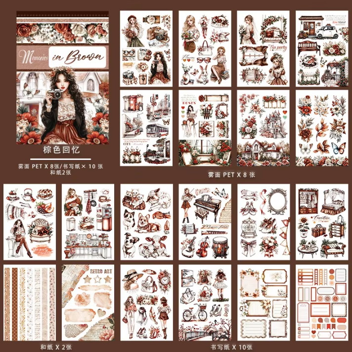 20 sheets Europe and the US landscape figures love and travel sticker book