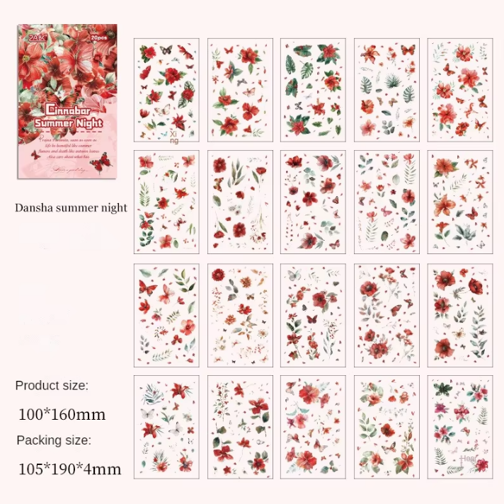 20 Sheets Floral Image Sticker Book for Journaling