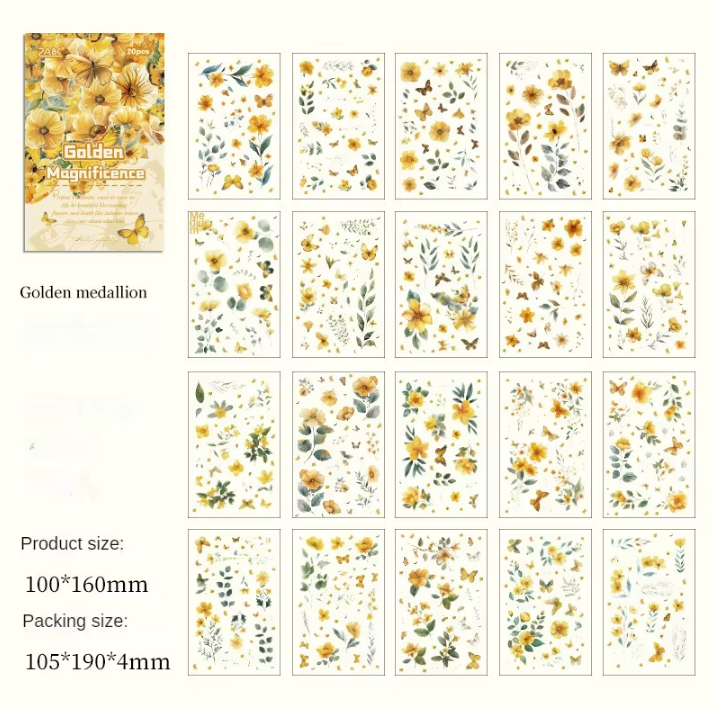 20 Sheets Floral Image Sticker Book for Journaling