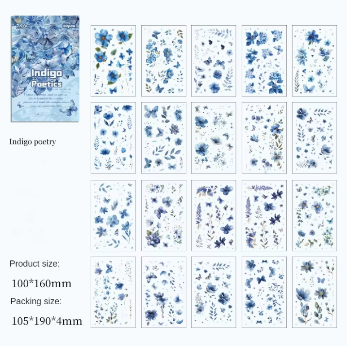 20 Sheets Floral Image Sticker Book for Journaling