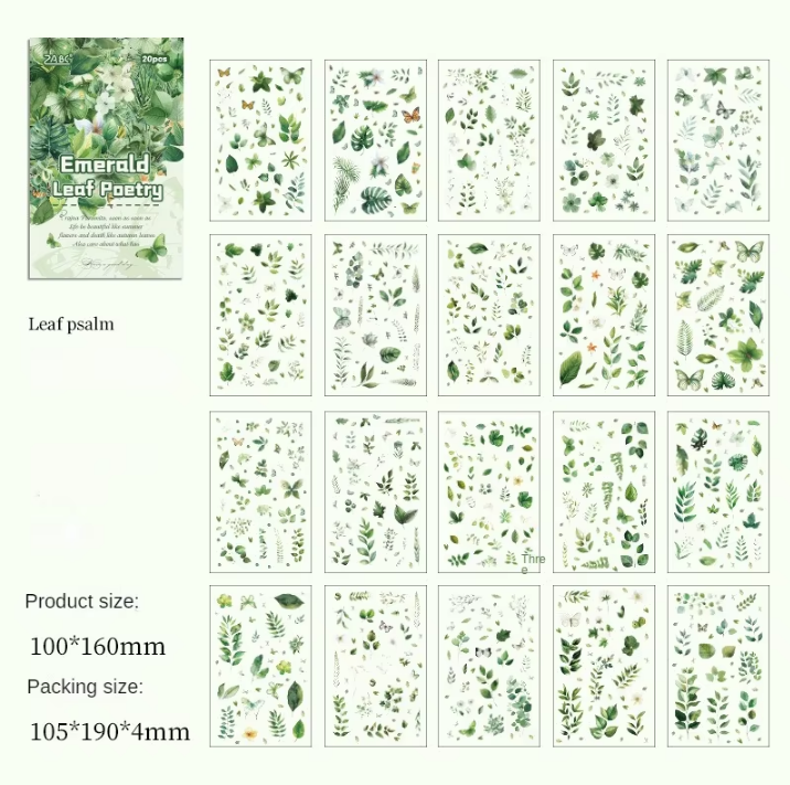 20 Sheets Floral Image Sticker Book for Journaling