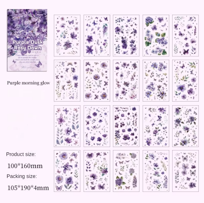 20 Sheets Floral Image Sticker Book for Journaling