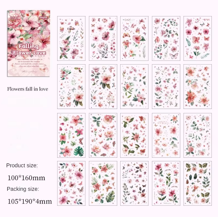 20 Sheets Floral Image Sticker Book for Journaling