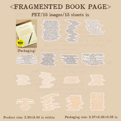 15pcs English Manuscript Mottled Letters Series Vintage Stickers