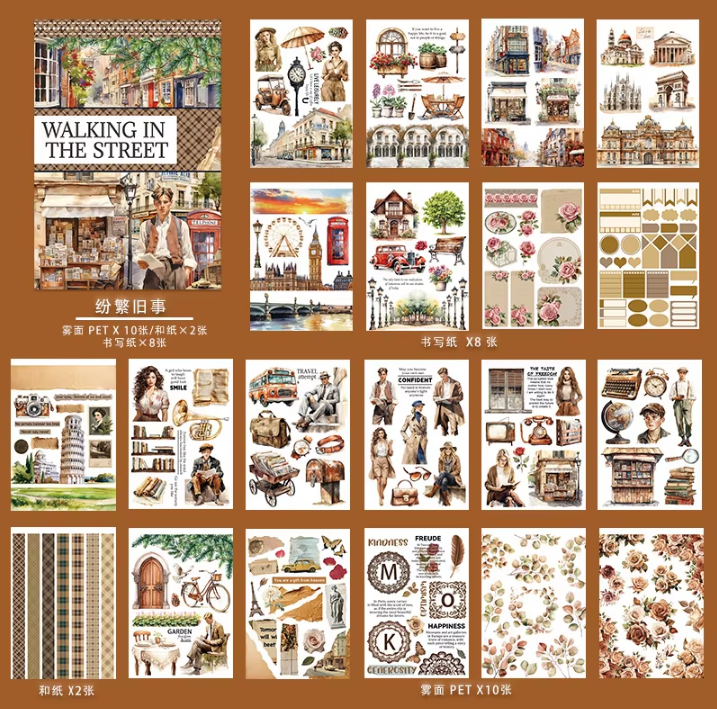 20 Sheets Character flower castle Handbook Decoration Sticker Book