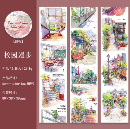 80mm*200cm Encounter Slow Time Series Vintage City Street Washi Tape