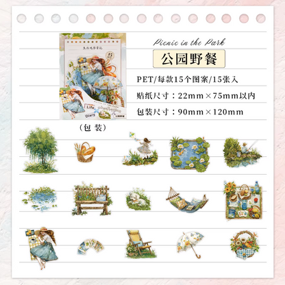 15 Pcs Life Observation Diary Series Vintage Plant Character pet sticker