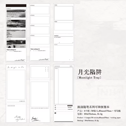 30 pcs Wandering Random Series Light Vintage Long Strip Memo Pad