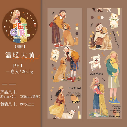 1 Roll Pets and Girl Series Original Character PET Tape for journaling