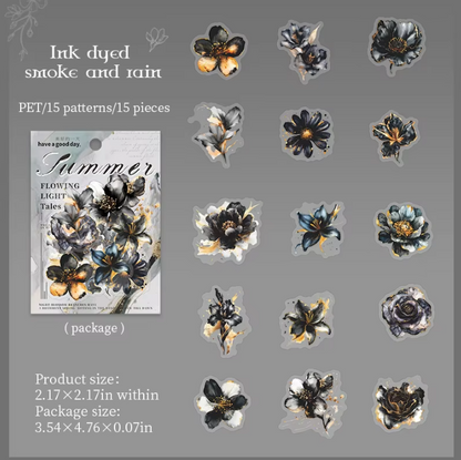 15 pcs Flower Story Series Multi-Size Flower Sticker Pack