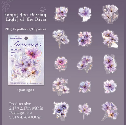 15 pcs Flower Story Series Multi-Size Flower Sticker Pack