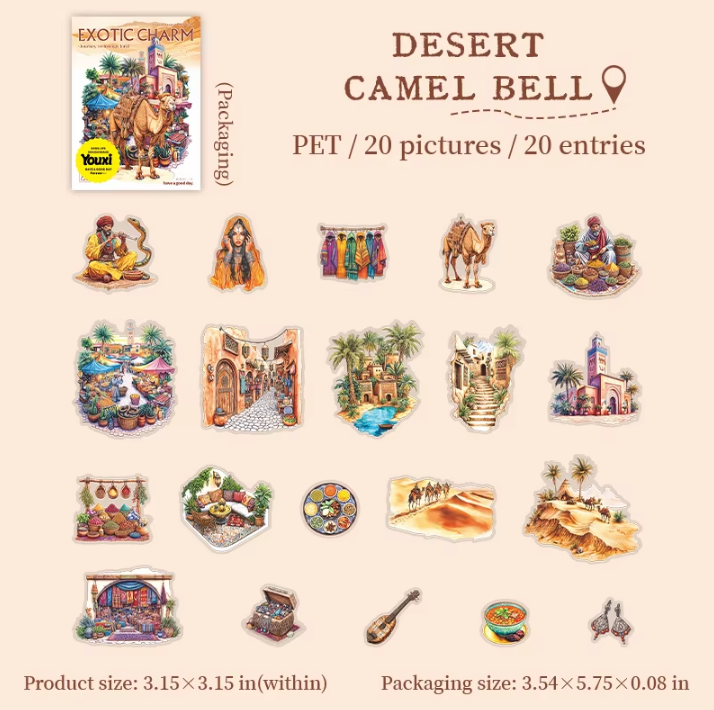 20pcs Exotic Journey Series Travel Scenery Vintage Stickers