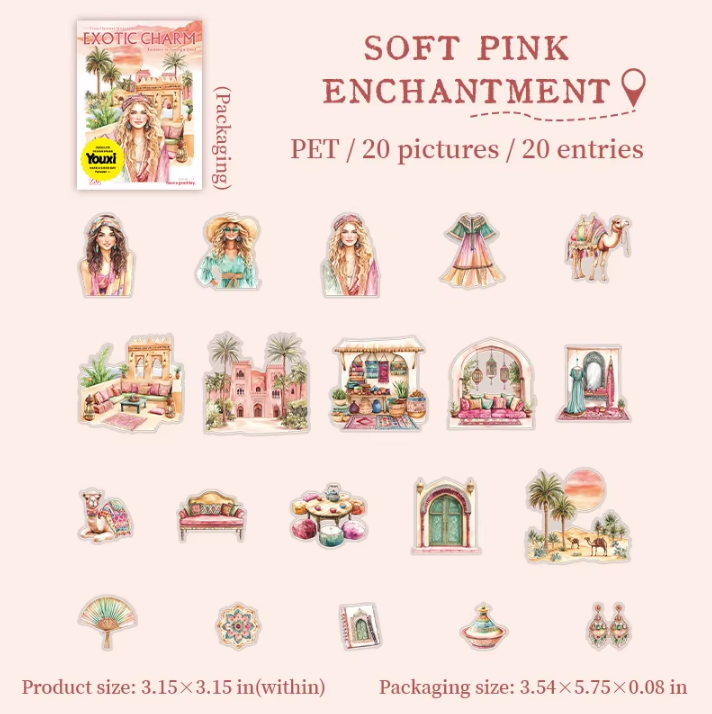 20pcs Exotic Journey Series Travel Scenery Vintage Stickers