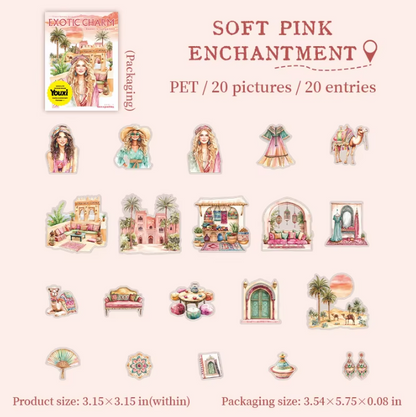 20pcs Exotic Journey Series Travel Scenery Vintage Stickers
