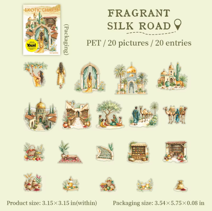 20pcs Exotic Journey Series Travel Scenery Vintage Stickers