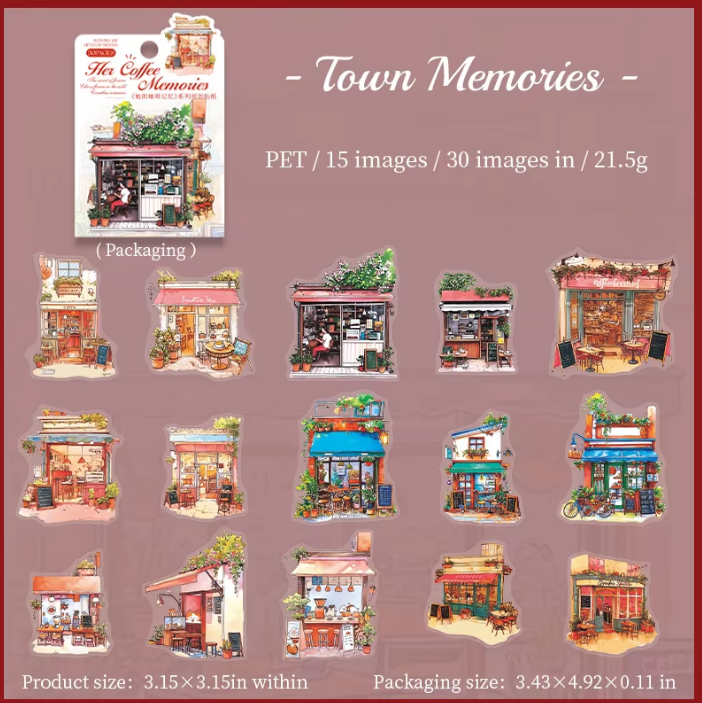 30 Pcs Her Coffee Memory Series Vintage Character Coffee Stickers