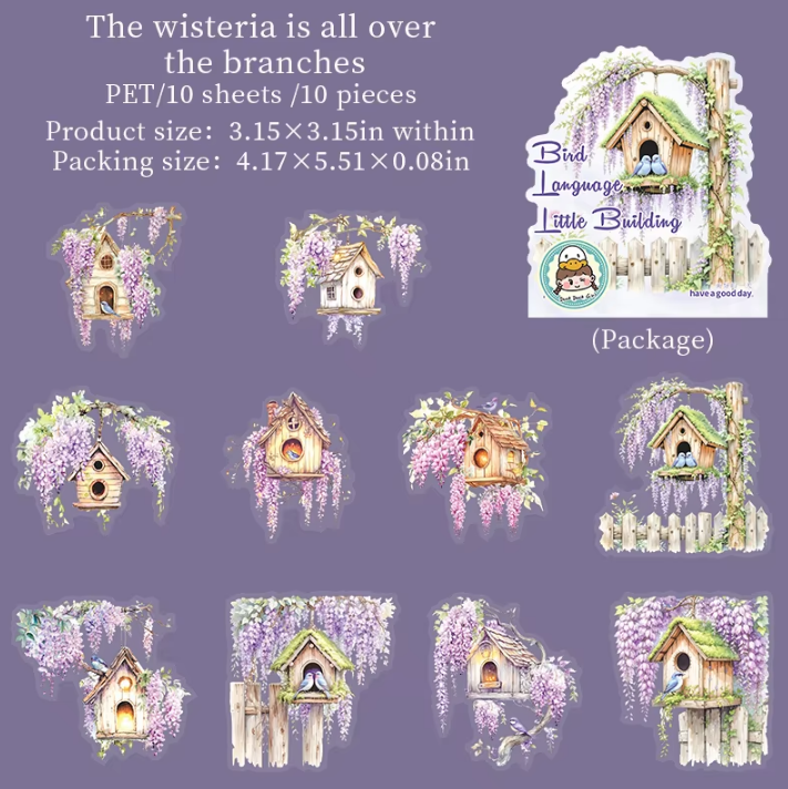 10 Pcs Bird Language Little Bird House Series Vintage Stickers